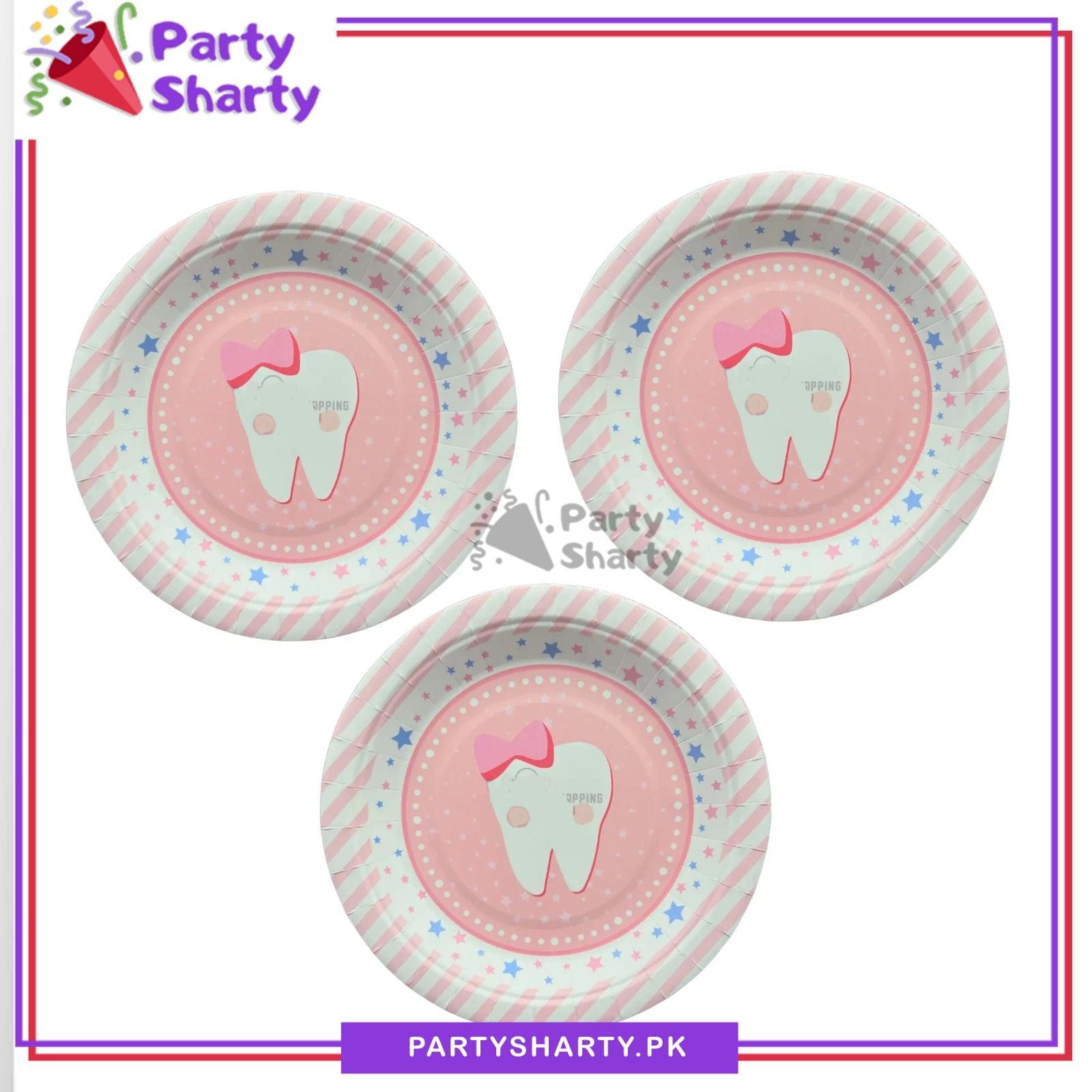 I Got My First Tooth Theme Paper Plates Pack of 10 for First Tooth Theme Party Decoration