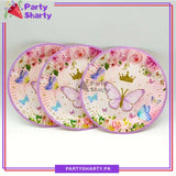 7inches Pink Butterfly Theme Paper Plates Pack of 10 for Butterfly Theme Party Decoration