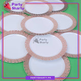7inches White with Gold & Rose Gold Ceramic Style Disposable Plastic Plates For Party Event Decoration & Celebration