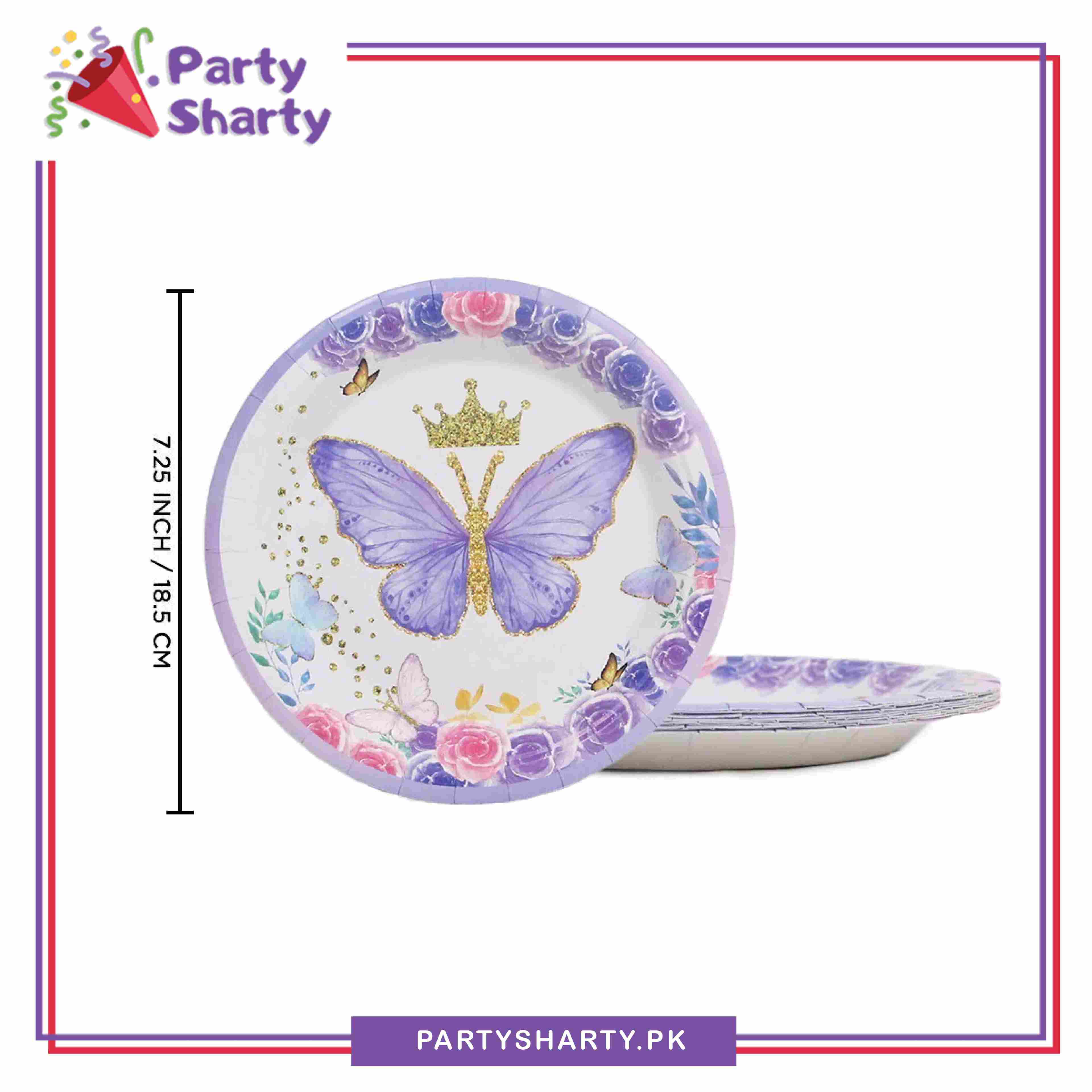 7inches Butterfly Theme Dessert Paper Plates Pack of 10 for Butterfly Theme Party Decoration