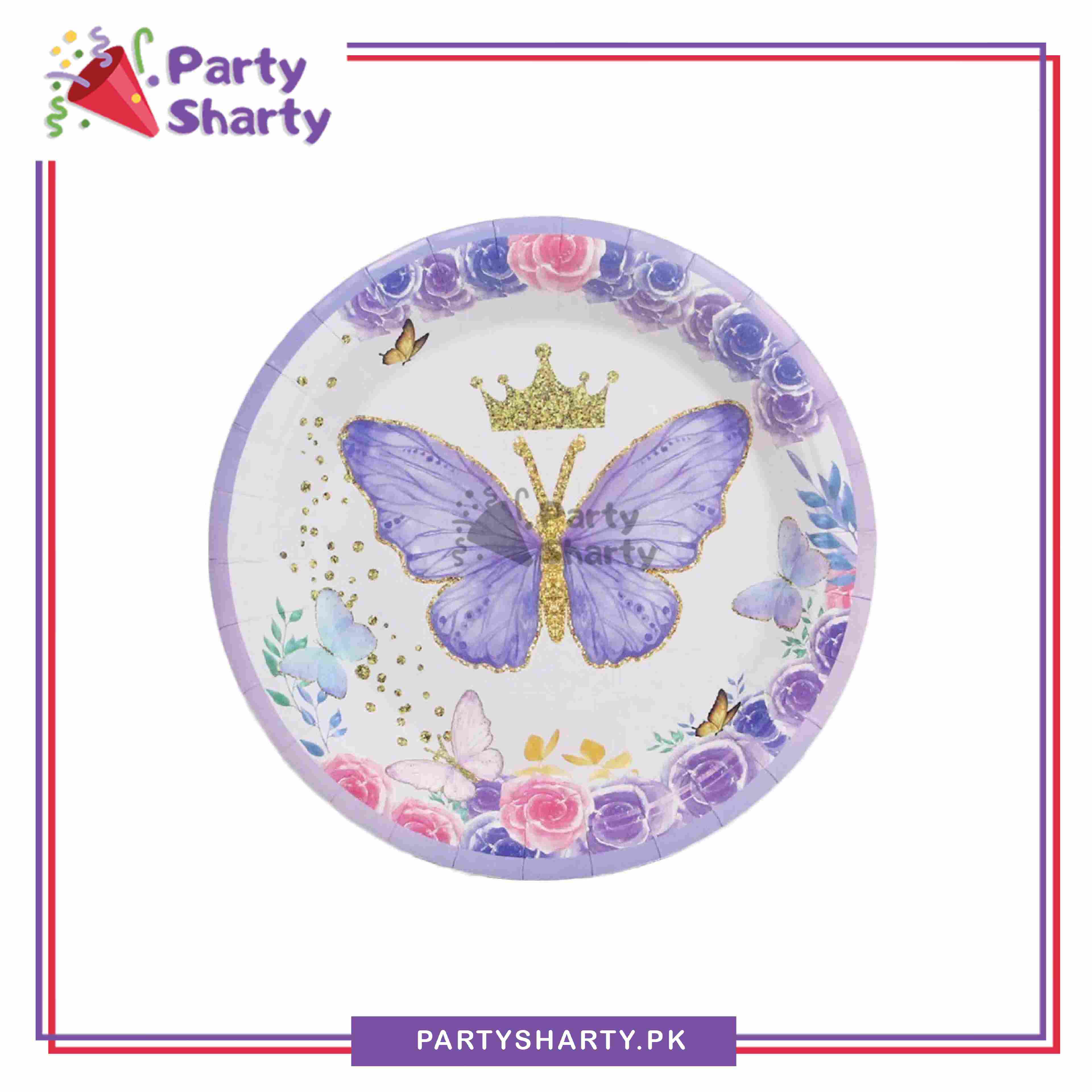 7inches Butterfly Theme Dessert Paper Plates Pack of 10 for Butterfly Theme Party Decoration