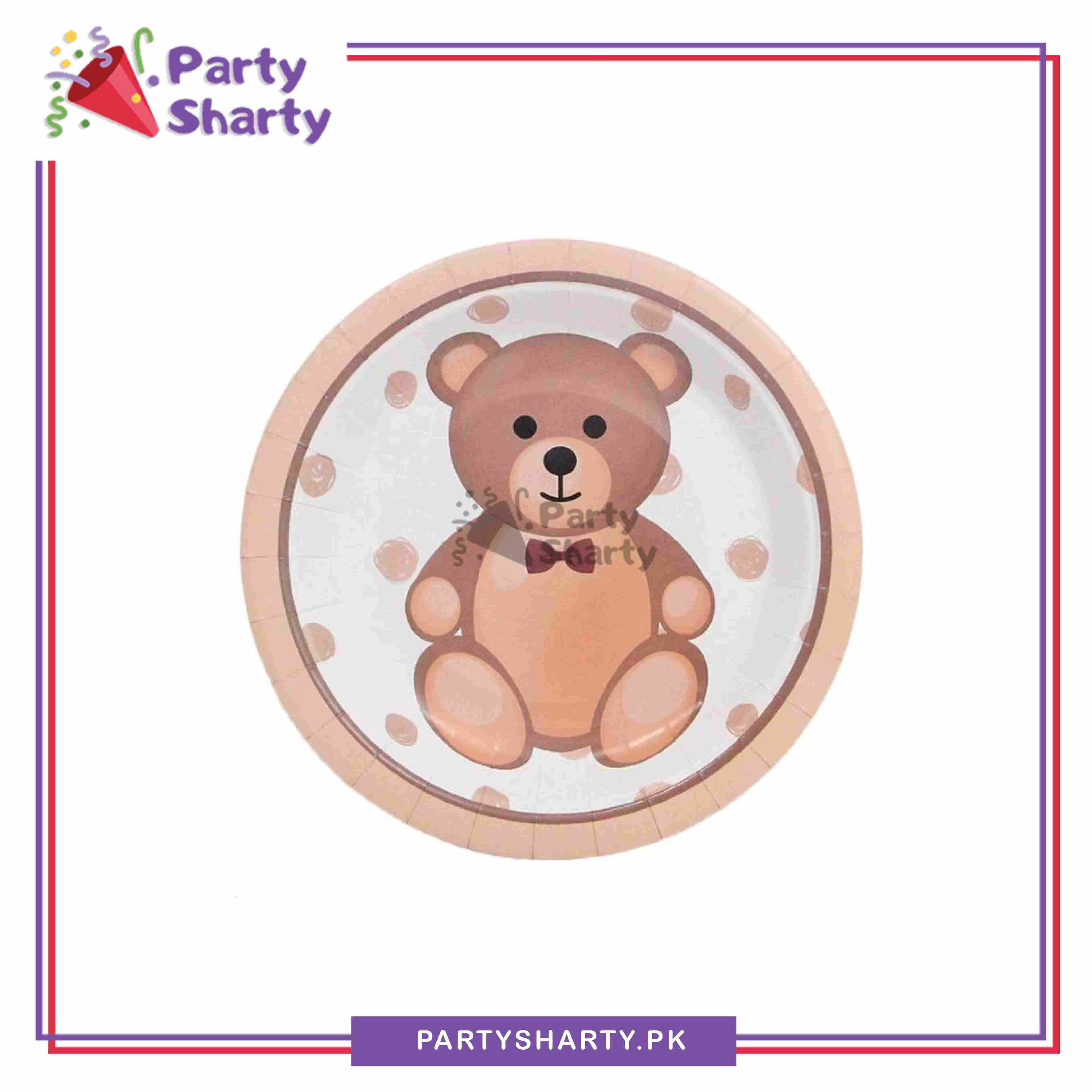 7inches Teddy Bear Theme Dessert Paper Plates Pack of 10 for Teddy Bear Theme Party Decoration