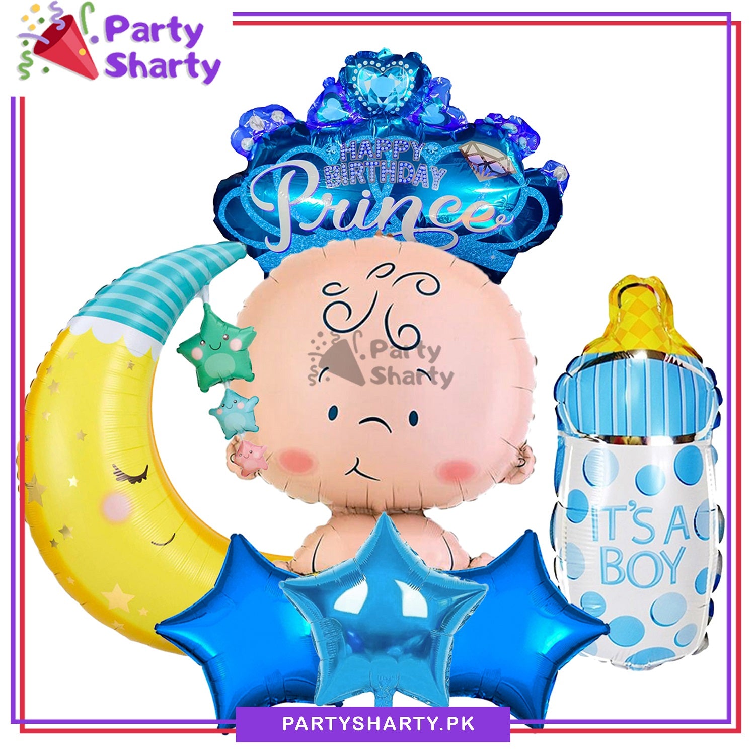 Welcome Baby Boy / Baby Girl Shaped Foil Balloon Set of 7 For Baby Shower, Welcome Baby and Gender Reveal Party Decoration and Celebrations
