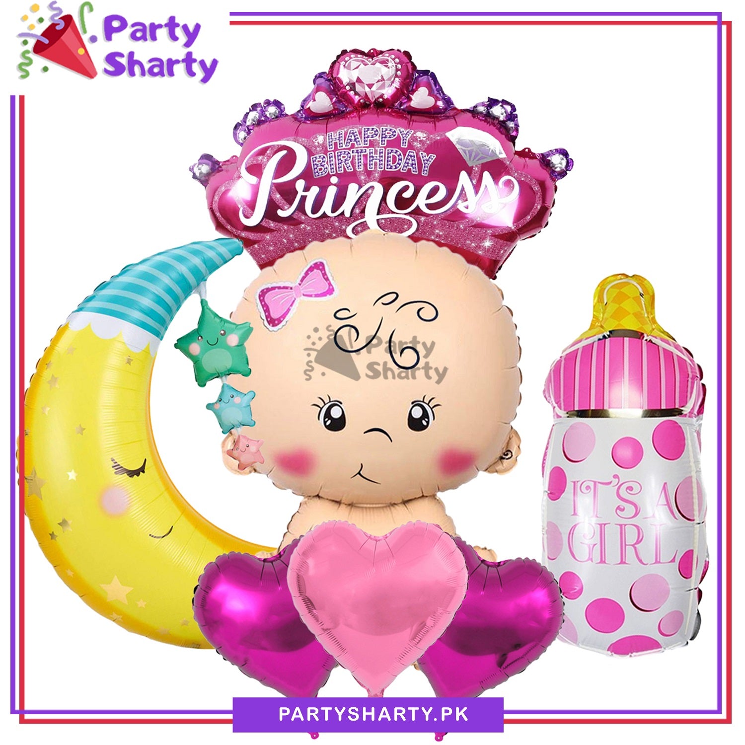 Welcome Baby Boy / Baby Girl Shaped Foil Balloon Set of 7 For Baby Shower, Welcome Baby and Gender Reveal Party Decoration and Celebrations