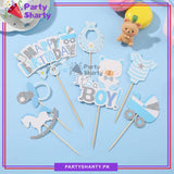 7pcs/Set Its a Boy Theme Cake Topper for Welcome Baby, Gender Reveal or Baby Shower Decoration and Celebration