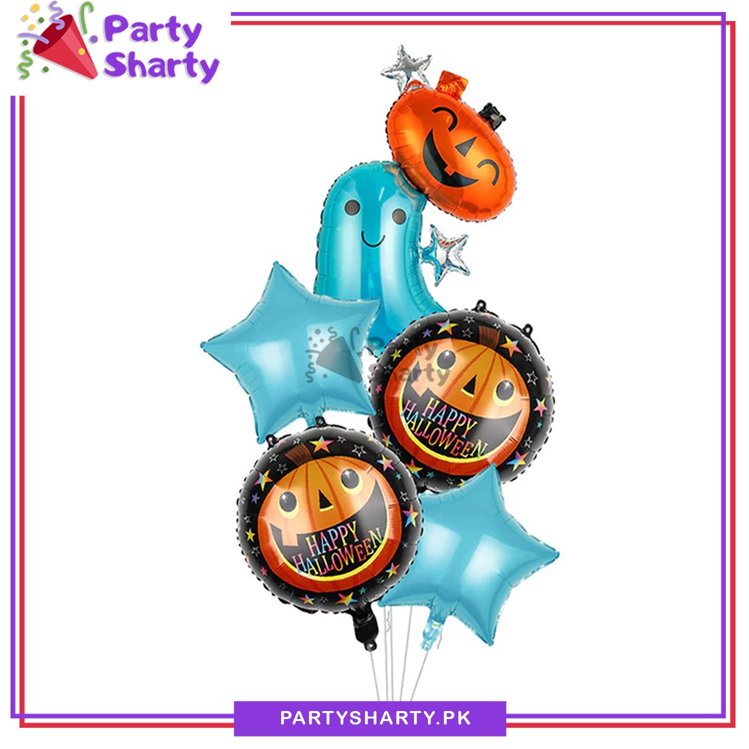 5pcs/Set Ghost with Pumpkin Foil Balloon Set For Halloween Scary Party Decoration and Celebration (8-11)