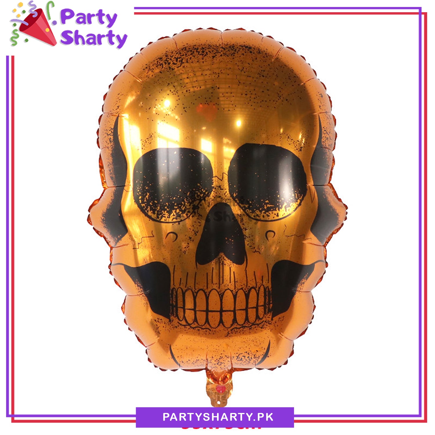 5pcs/Set Old skull Halloween Party Balloon Bouquet - Orange Skull Foil Balloon Set For Halloween Scary Party Decoration and Celebration (8-7)
