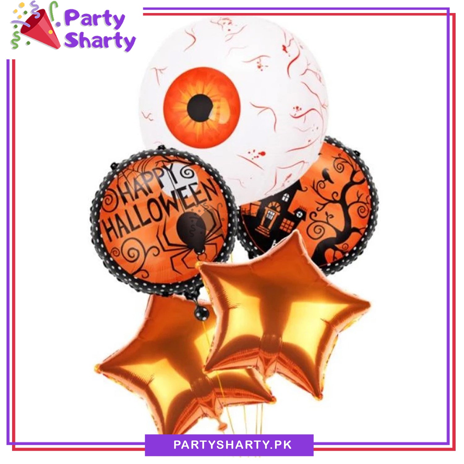 5pcs/Set Eyeball Foil Balloon Set For Halloween Scary Party Decoration and Celebration (8-8)
