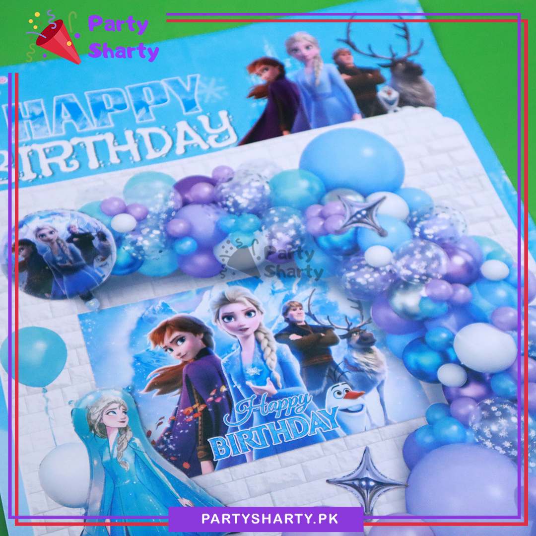 80pcs Happy Birthday Frozen Elsa Theme Set For Theme Based Birthday Decoration and Celebration