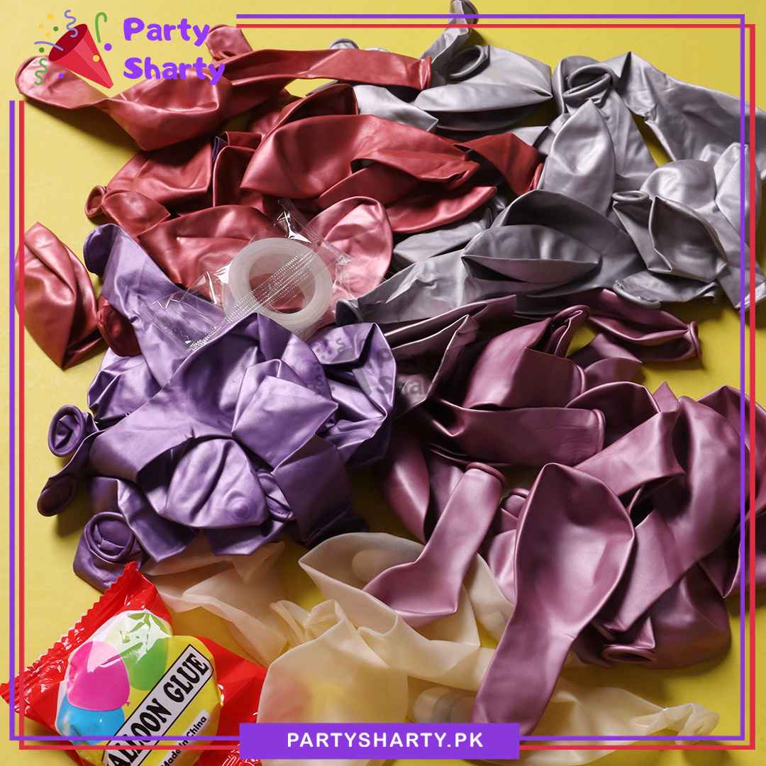 80pcs Metallic Pink, Mauve & Purple Balloons Garland Set For Party Decoration & Celebration