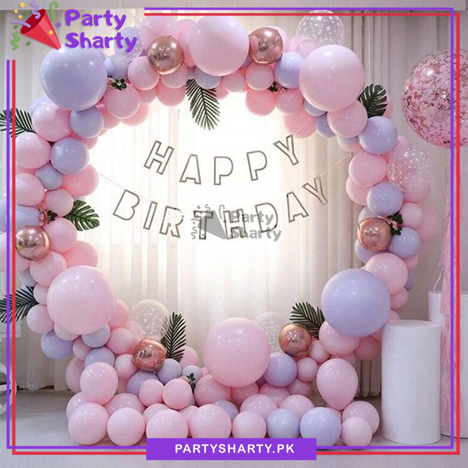 80pcs Pastel Pink & Purple Balloon Garland Kit For Birthday Decoration & Celebrations