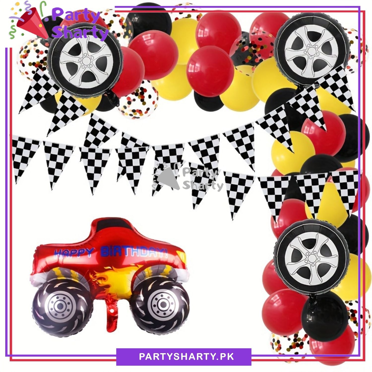 80pcs Racing Theme Balloon Garland Set For Too Fast Theme Birthday Decoration and Celebration