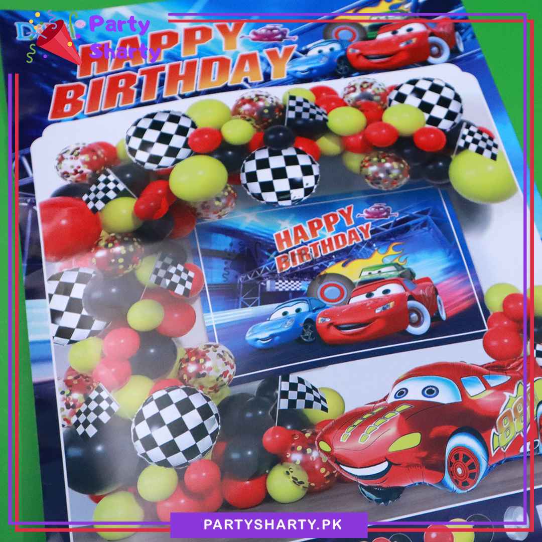 81pcs Lightning Mc Queen Car Birthday Theme Set for Theme Based Birthday Decoration and Celebration
