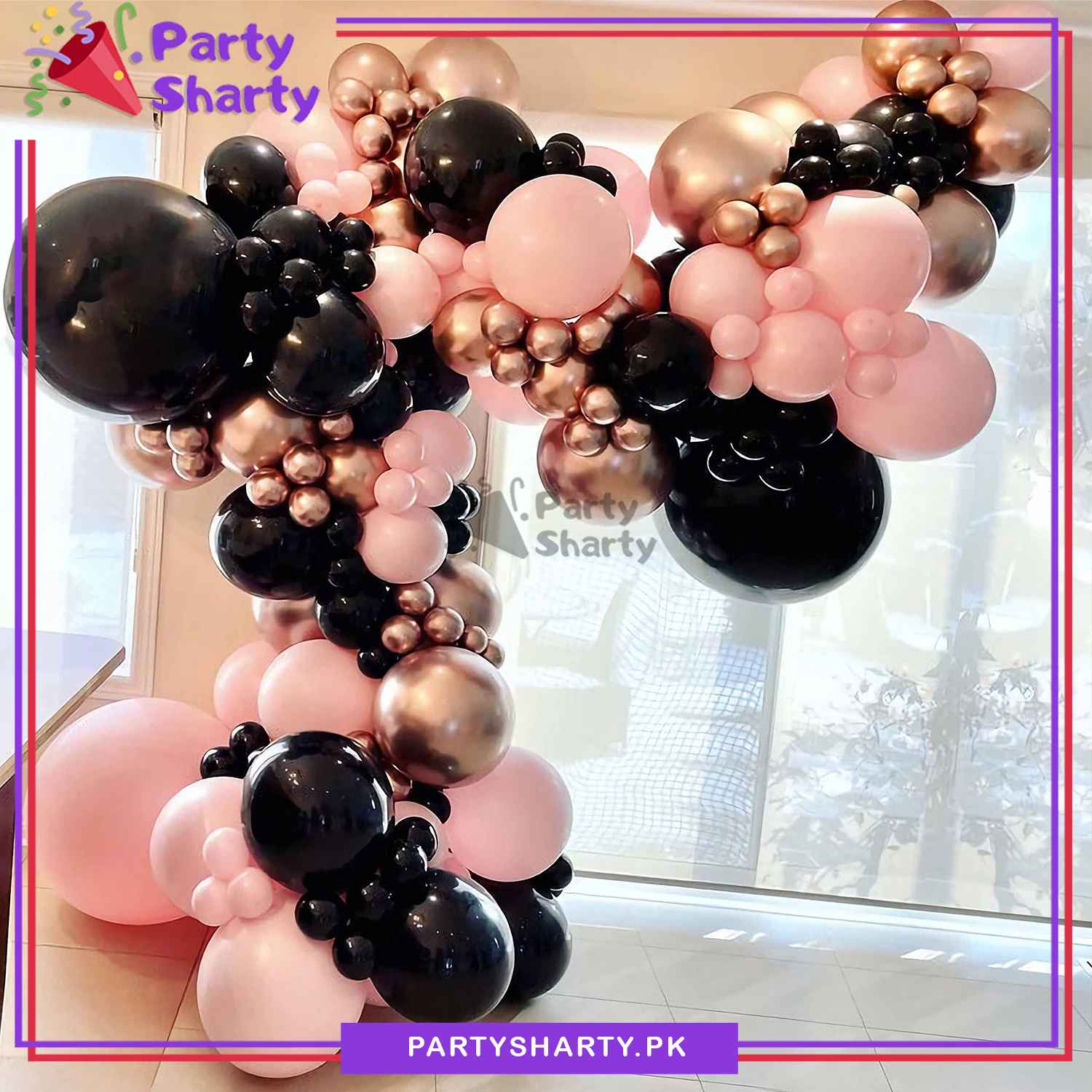 83 pcs Baby Pink, Black, Rose Gold Balloons Garland Arch Kit For Birthday, Wedding, Baby Shower, Graduation, Engagement and Party Event Decoration