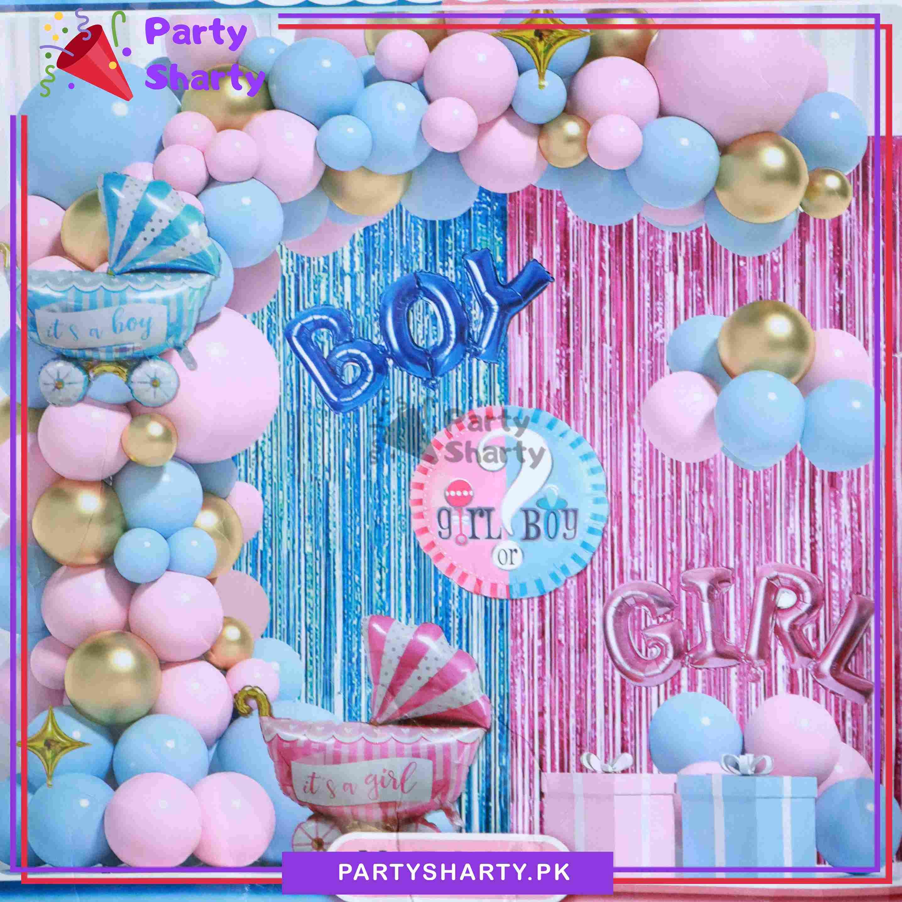 83pcs Girl or Boy with Stylish Baby Cart Foil Balloons Theme Set For Gender Reveal Theme Decoration & Celebration