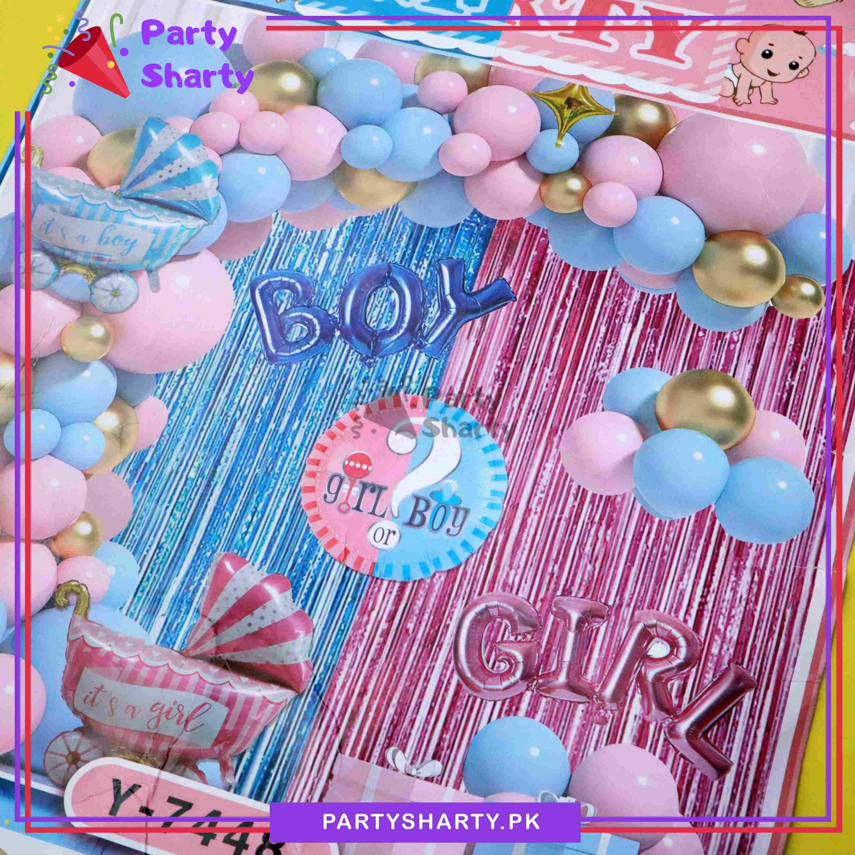 83pcs Girl or Boy with Stylish Baby Cart Foil Balloons Theme Set For Gender Reveal Theme Decoration & Celebration