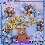 84pcs Happy Birthday Golden with Dusty Blue, Baby Blue & Golden Balloon Garland Arch Kit For Decoration