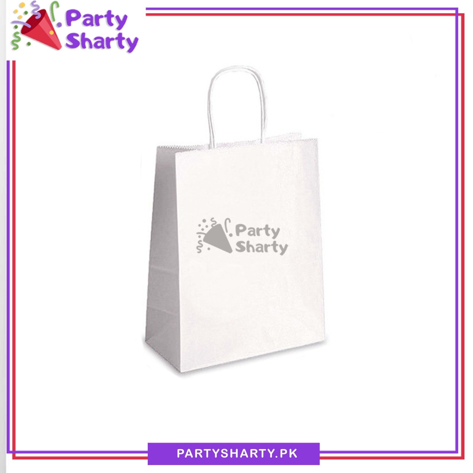 8*6 inches Plain Paper Goody Bags Pack Of 6 For Party Event Giveaways