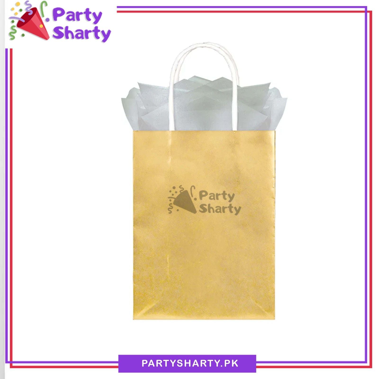 8*6 inches Plain Paper Goody Bags Pack Of 6 For Party Event Giveaways