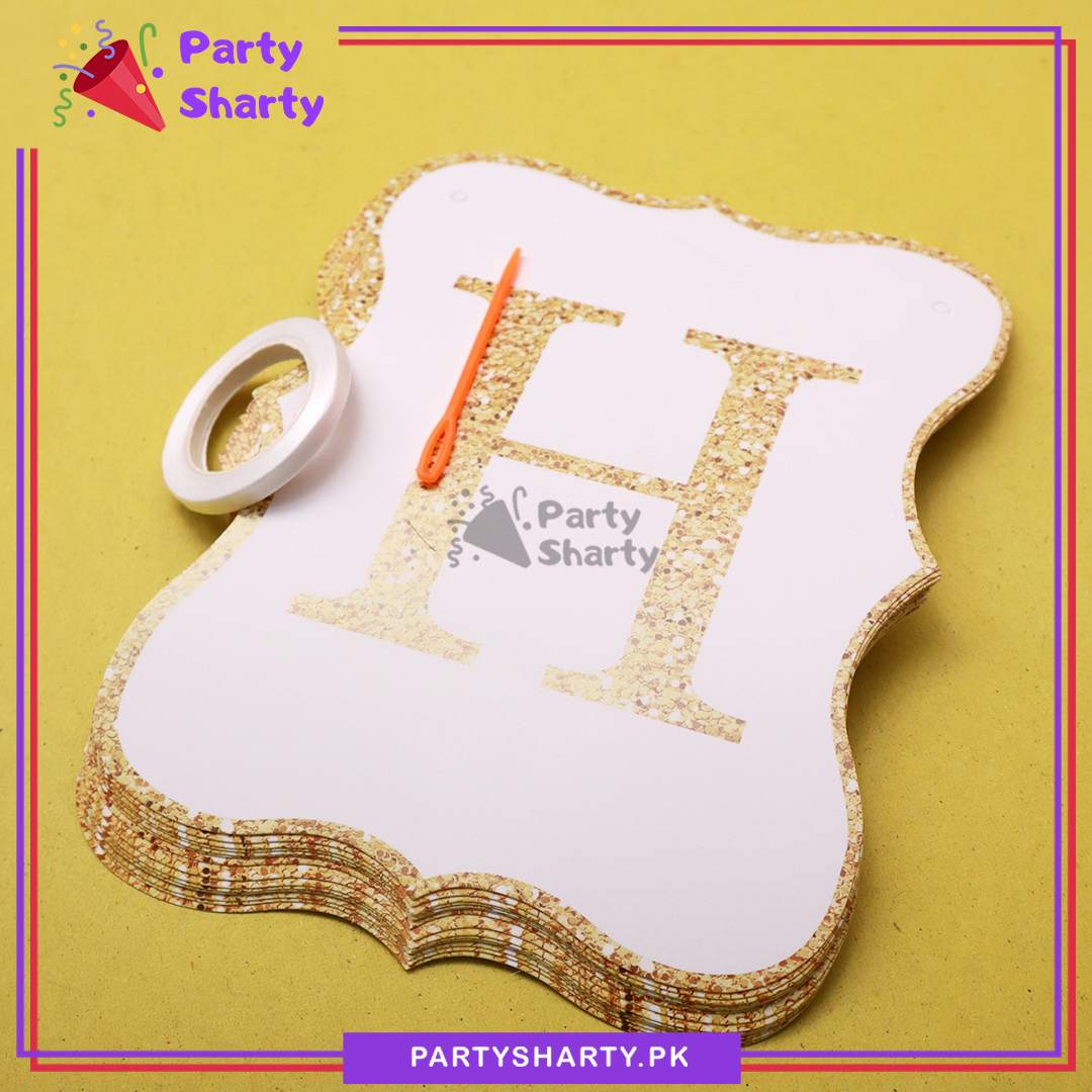 89pcs White HBD Card Banner with White, Baby Pink & Golden Balloon Garland Set For Princess Theme Birthday Decoration