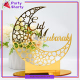 8inches Eid Mubarak Crescent Moon Shaped Acrylic Design Table Standee For Eid Decoration and Celebrations