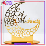 8inches Eid Mubarak Crescent Moon Shaped Acrylic Design Table Standee For Eid Decoration and Celebrations