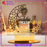 8inches Eid Mubarak Crescent Moon Shaped Acrylic Design Table Standee For Eid Decoration and Celebrations