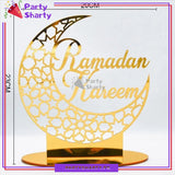 8inches Ramadan Kareem Crescent Moon Shaped Acrylic Design Table Standee For Ramadan Mubarak Decoration and Celebrations