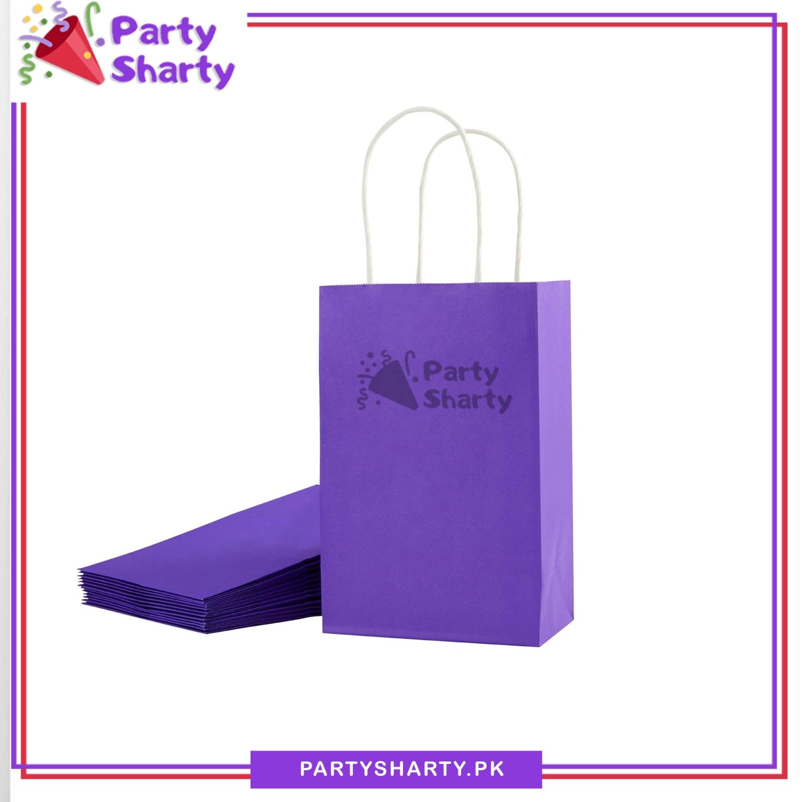 8*6 inches Plain Paper Goody Bags Pack Of 6 For Party Event Giveaways