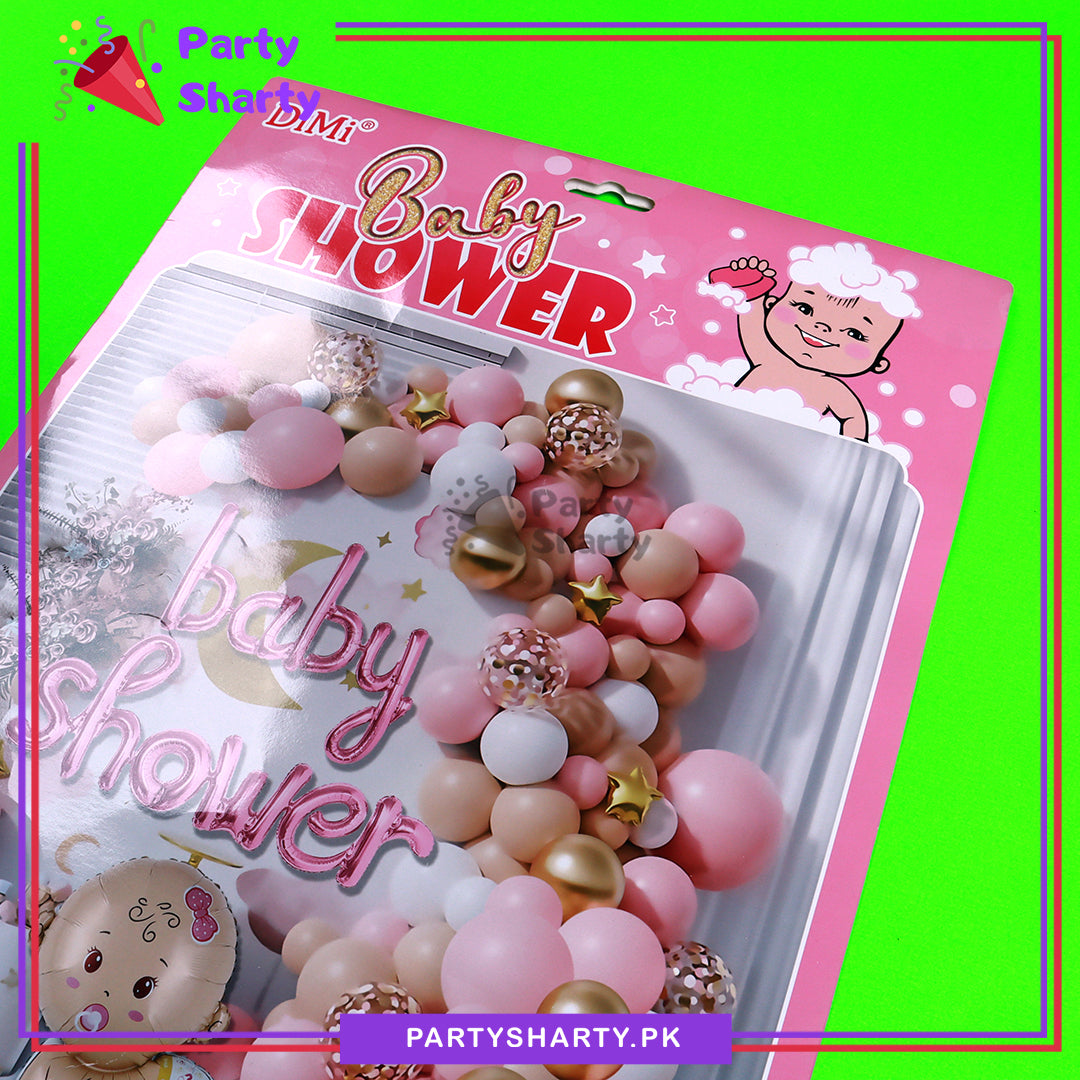 91pcs Pink Baby Shower Theme Set for Gender Reveal / Baby Shower Event Decoration and Celebration