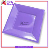 9 inches Square Shaped Disposable Plastic Plate Pack of 10 For Party Decoration & Celebrations