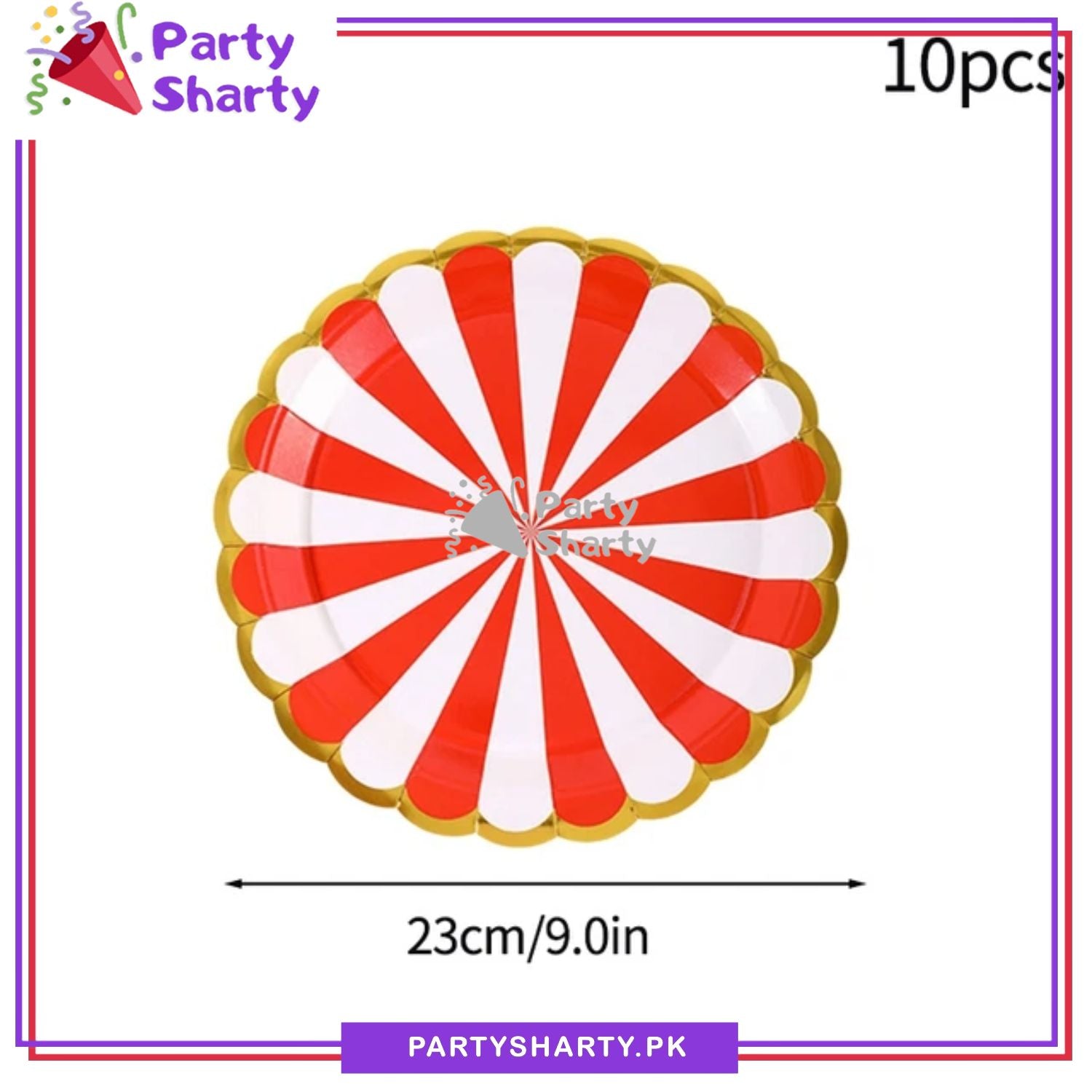 9inches Large Size Strip Design Party Disposable Paper Plates For Candyland Party Event Decoration & Celebration