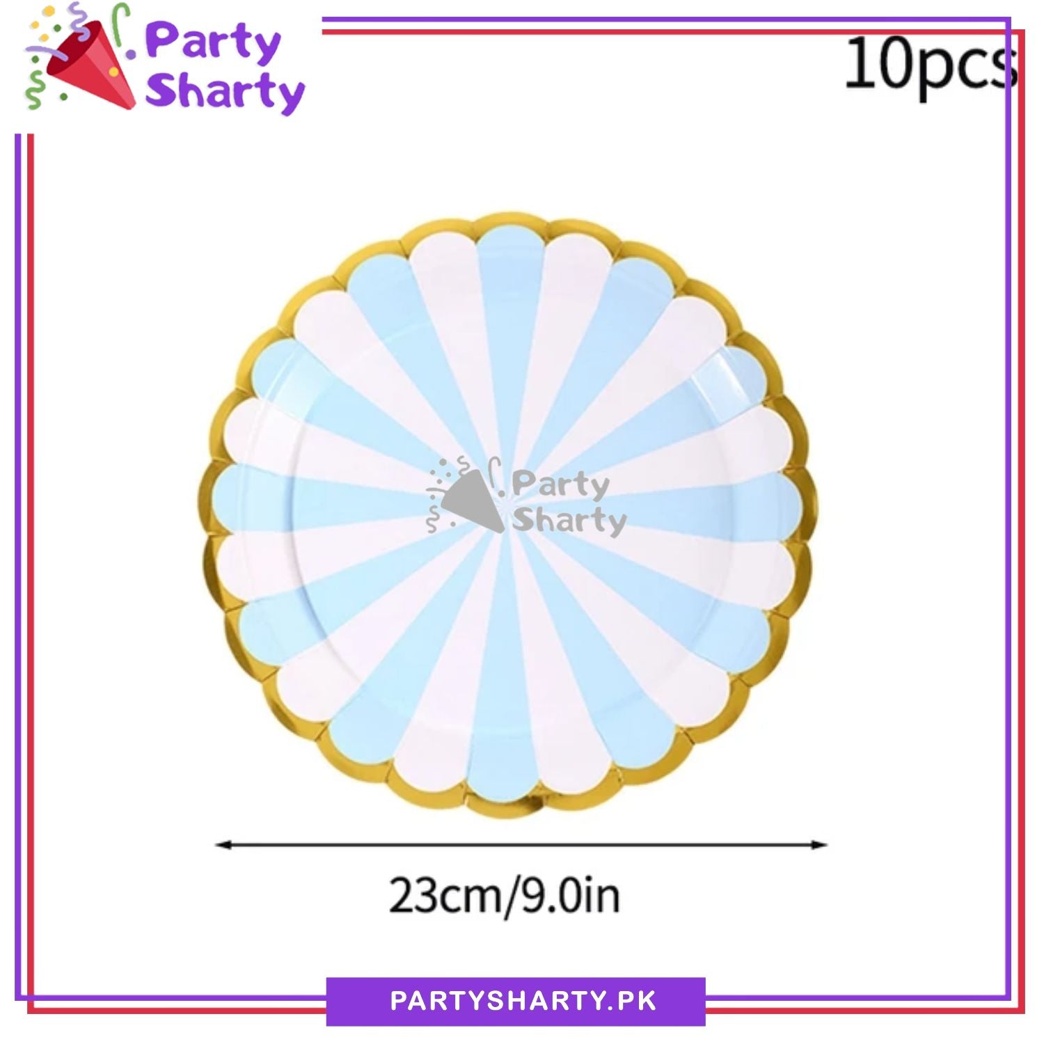 9inches Large Size Strip Design Party Disposable Paper Plates For Candyland Party Event Decoration & Celebration