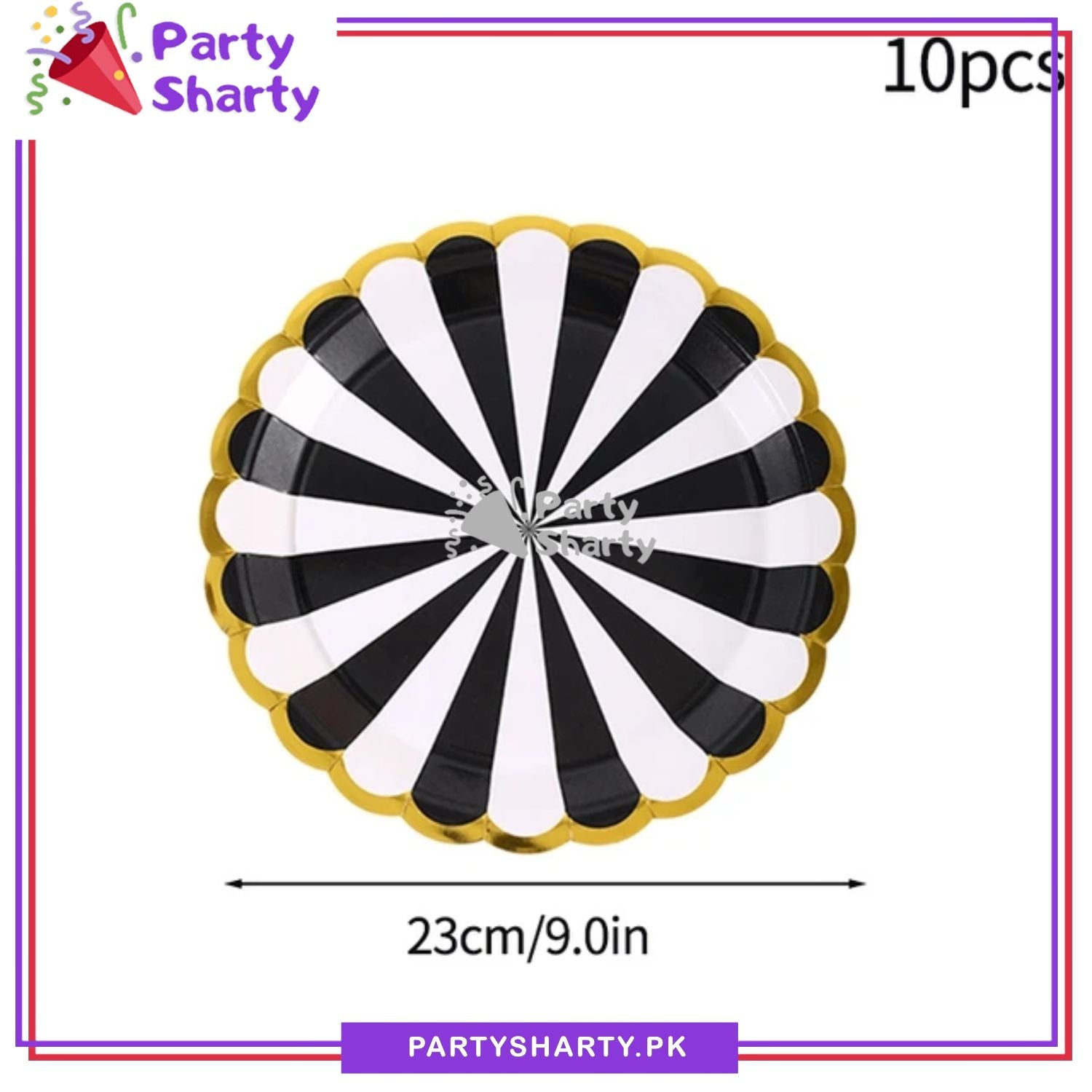 9inches Large Size Strip Design Party Disposable Paper Plates For Candyland Party Event Decoration & Celebration