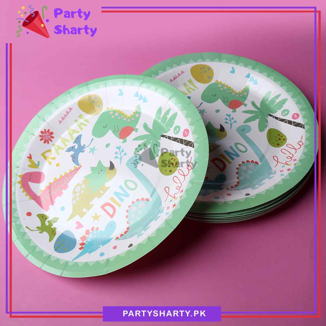 9inches Large Size Little Dino Theme Party Disposable Paper Plates for Dinosaur Theme Party and Decoration