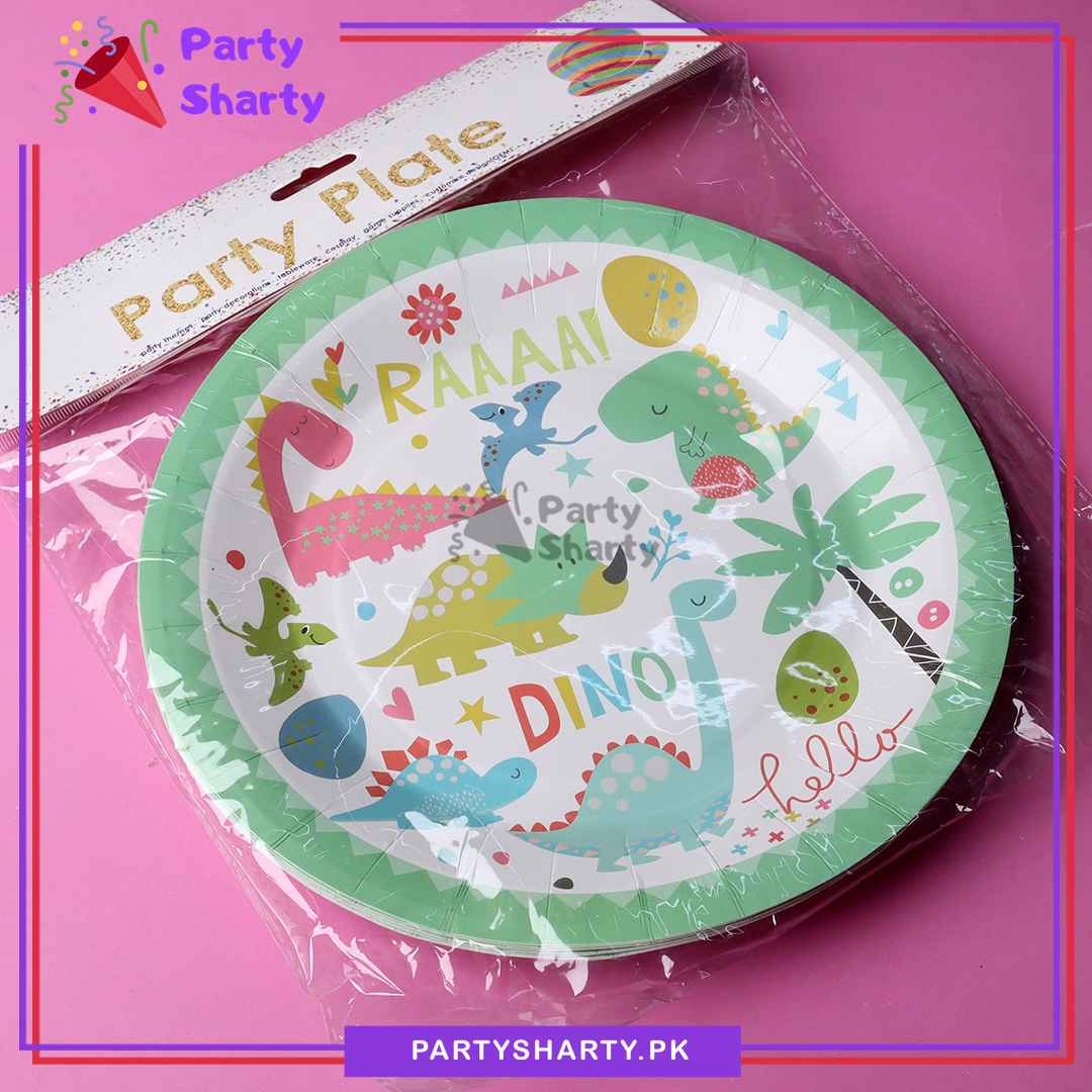 9inches Large Size Little Dino Theme Party Disposable Paper Plates for Dinosaur Theme Party and Decoration