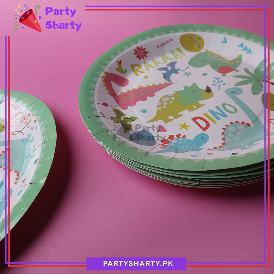 9inches Large Size Little Dino Theme Party Disposable Paper Plates for Dinosaur Theme Party and Decoration