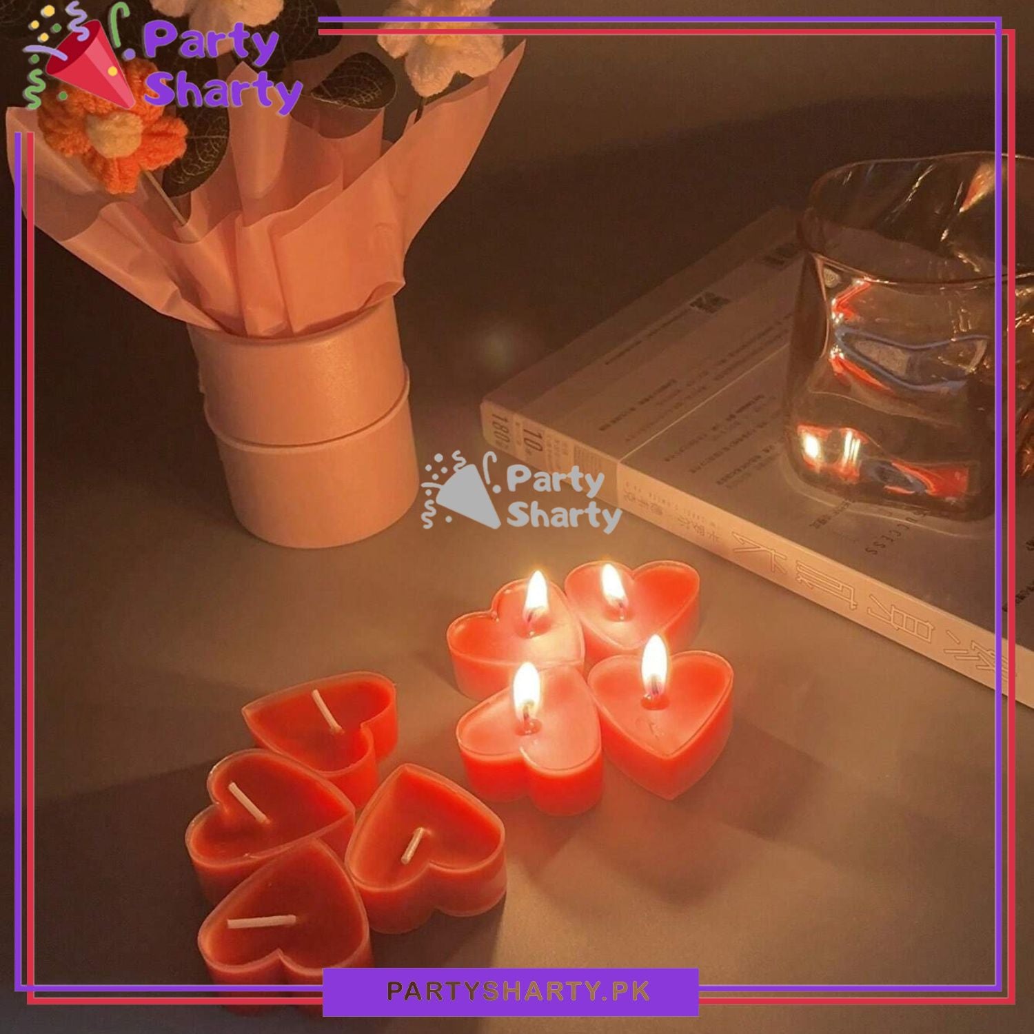 9pcs Red Heart-Shaped Candles For Valentine's Day, Proposal, Wedding, Birthday Decorations
