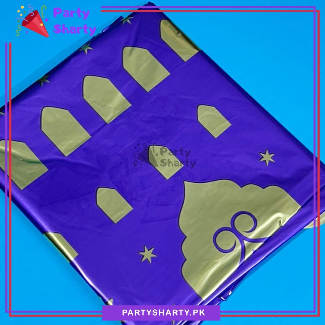 9pcs/set Purple Ramadan Kareem Mosque Shape Foil with Balloons Set For Ramadan Decoration