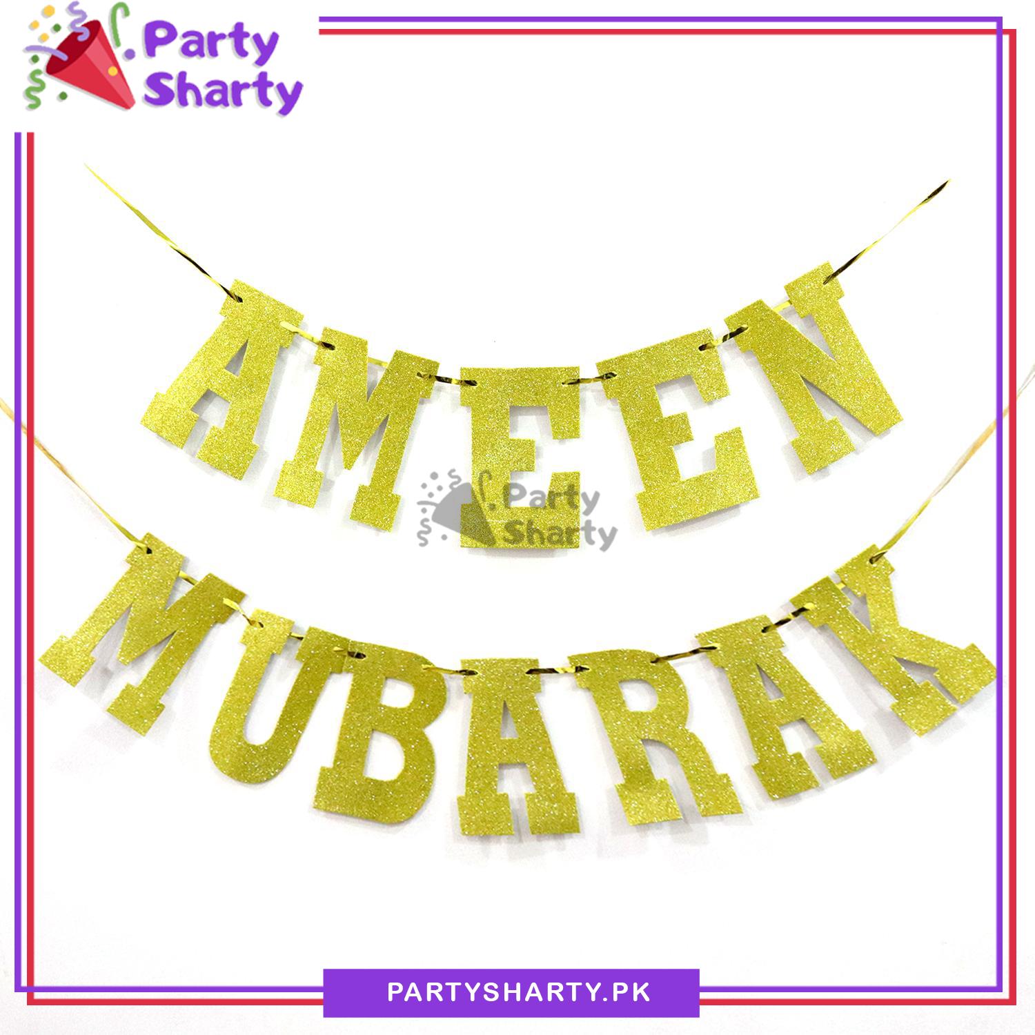 AMEEN MUBARAK Glitter Foamic Banner For Ameen Mubarak Theme Decoration and Celebration