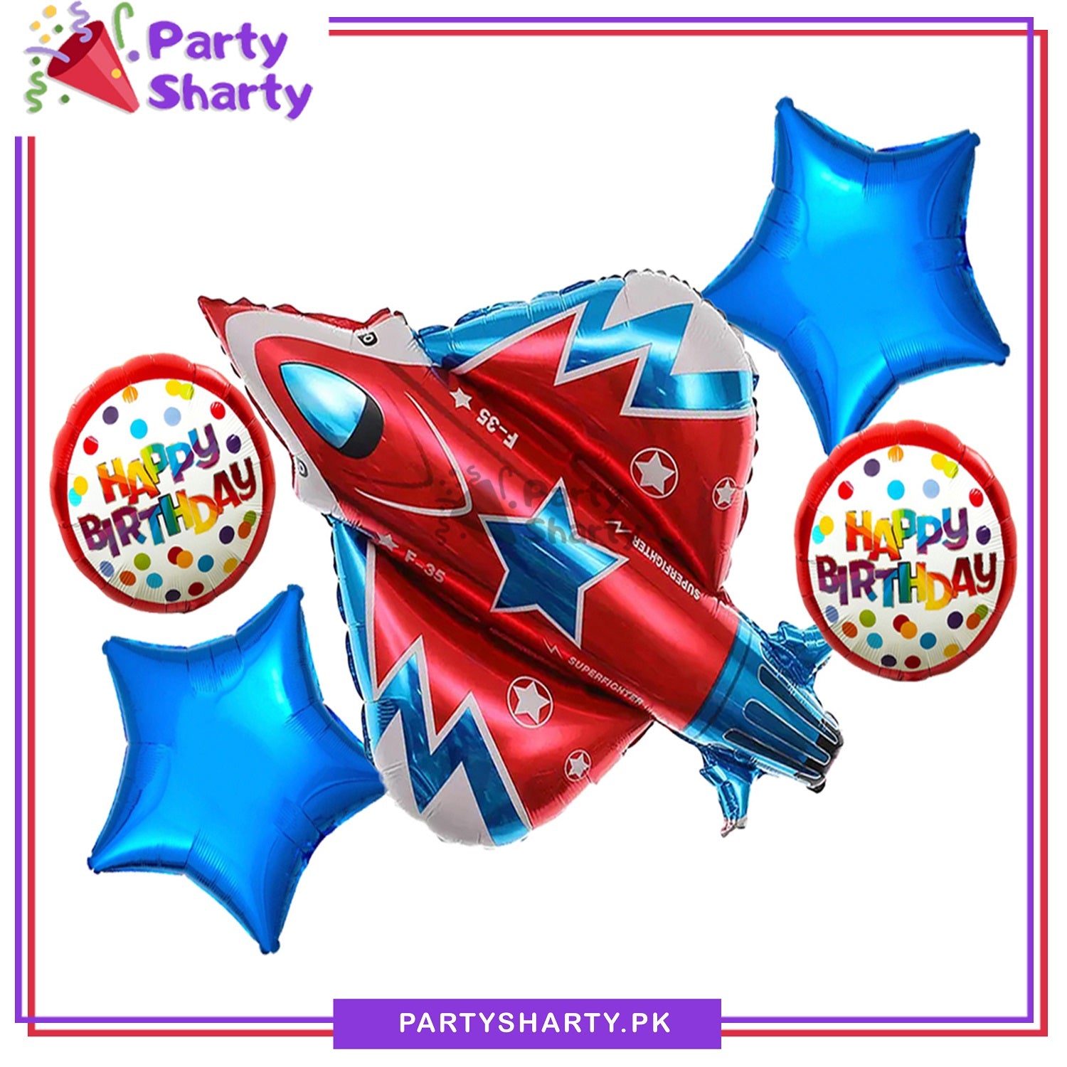 Aircraft Foil Balloon Set - 5 Pieces For Aircraft / Space Theme Party and Decoration