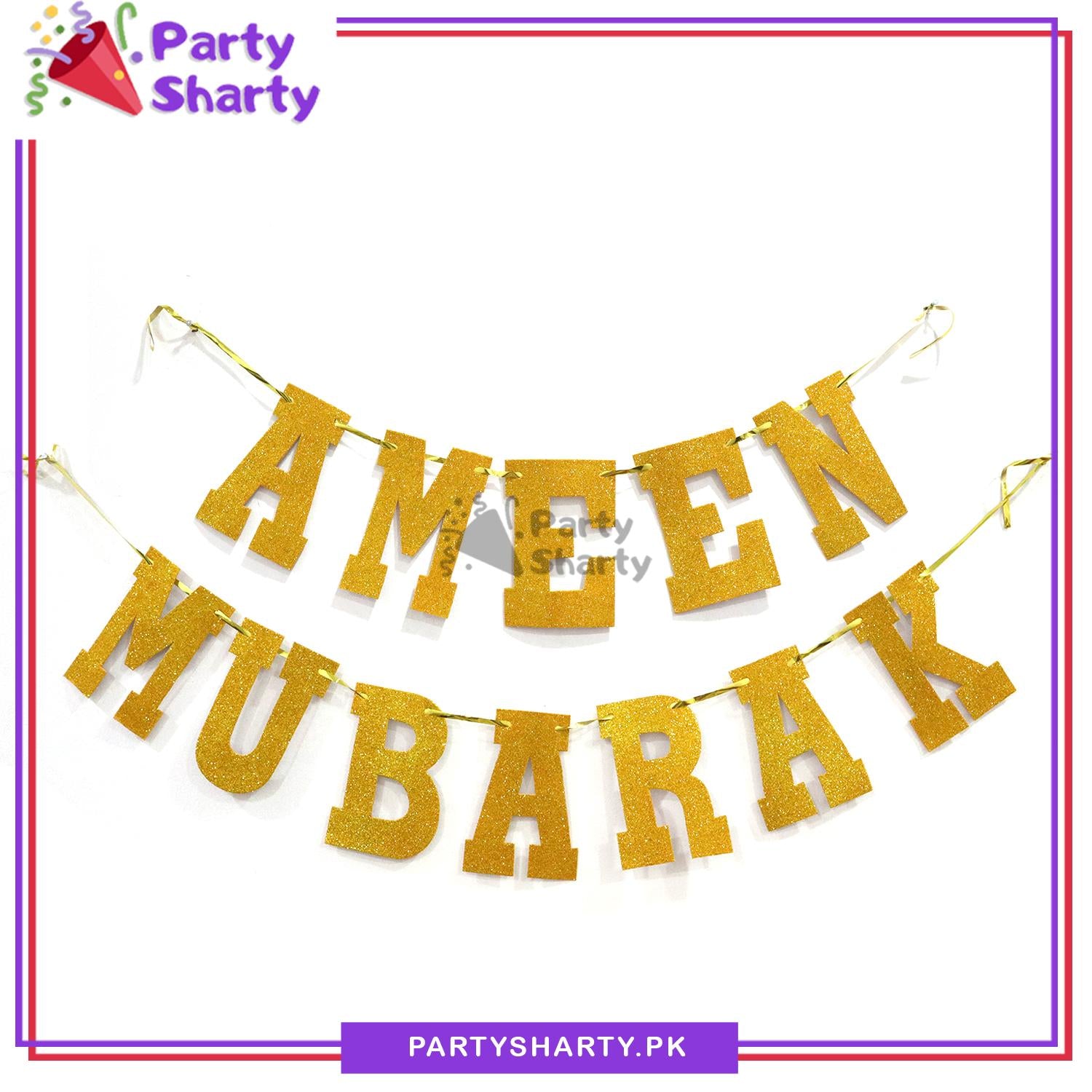 AMEEN MUBARAK Glitter Foamic Banner For Ameen Mubarak Theme Decoration and Celebration