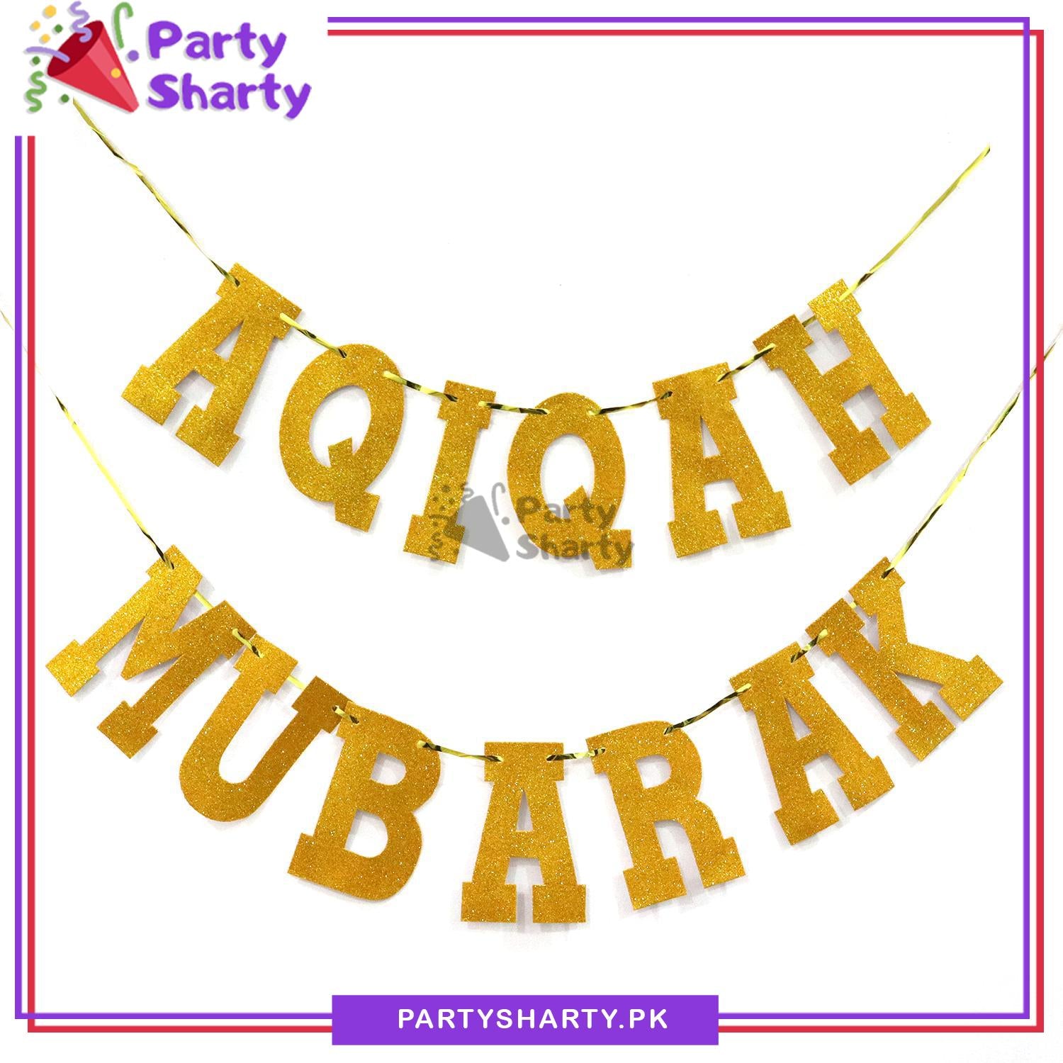 AQIQAH MUBARAK Glitter Foamic Banner For Aqeeqah Theme Decoration and Celebration