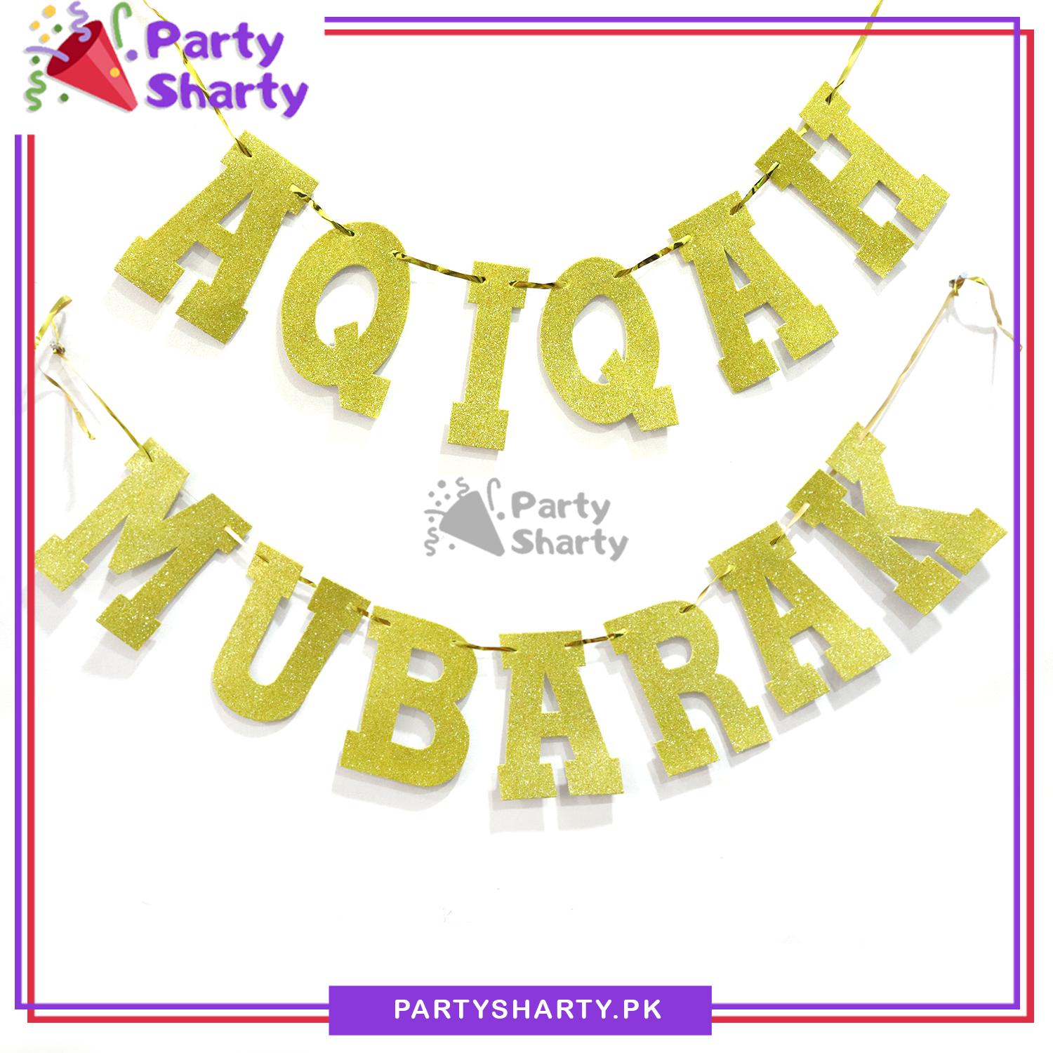 AQIQAH MUBARAK Glitter Foamic Banner For Aqeeqah Theme Decoration and Celebration