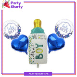 Its a Boy / Girl Stylish White Feeder Shaped Foil Balloon Set of 5 For Baby Shower, Gender Reveal and Welcome Baby Decoration and Celebrations