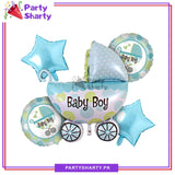Baby Boy / Girl Polka Dots Cart Shaped Foil Balloon Set For Baby Shower Decoration & Celebrations