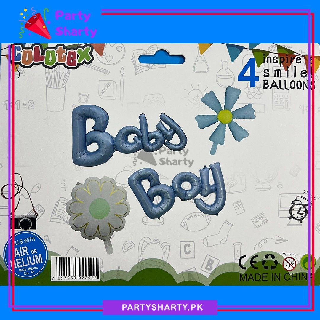 Baby Boy / Girl scripted foil banner with Flowers Foil Balloons For Welcome Baby Decoration & Celebrations