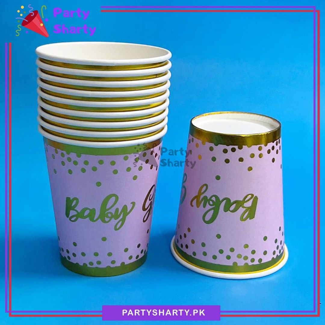 Baby Girl Golden Foil Printed Theme Birthday Party Paper Cups / Glass For Themed Based Party Supplies