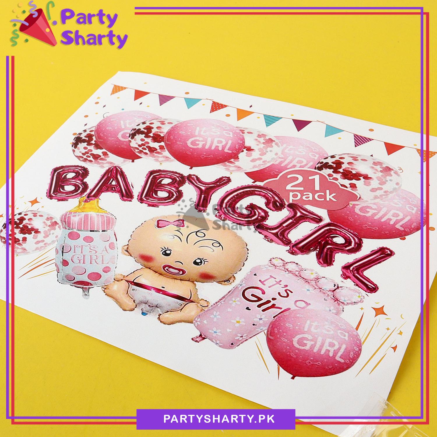21pcs Baby Girl Theme Set for Welcome Baby / Baby Shower Event Decoration and Celebration
