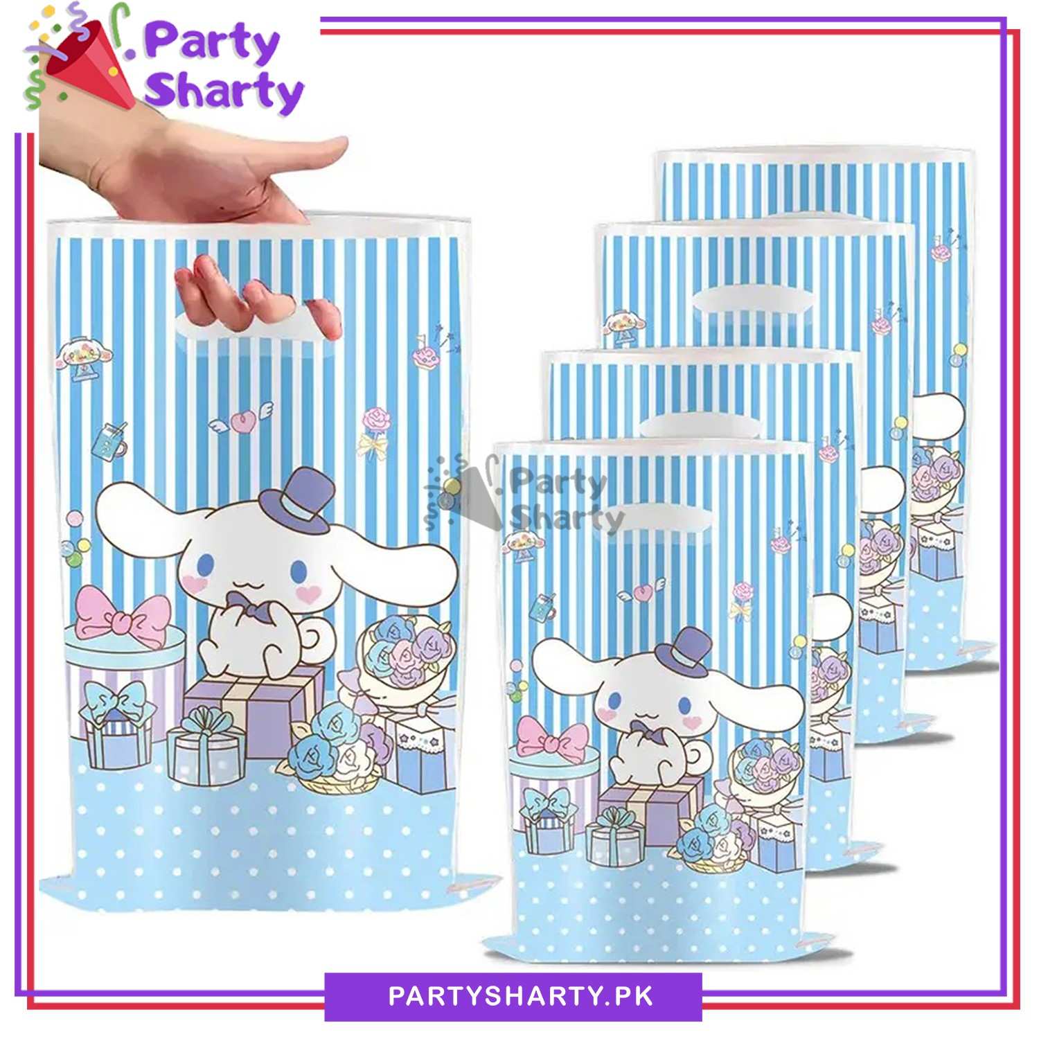 D-2 Cinnamoroll Party Gift Bags Cute Goodie Bags for Kids Birthday & Celebrations (Pack of 10)